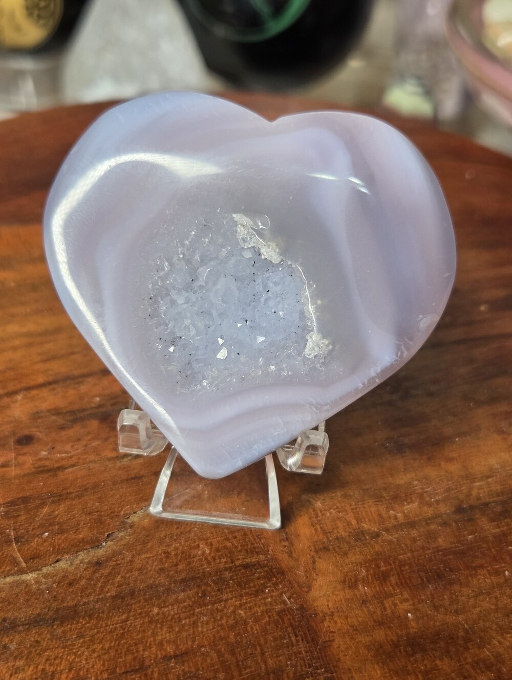 Pink Jelly agate heart With Druzy 2.88 (Self Love )